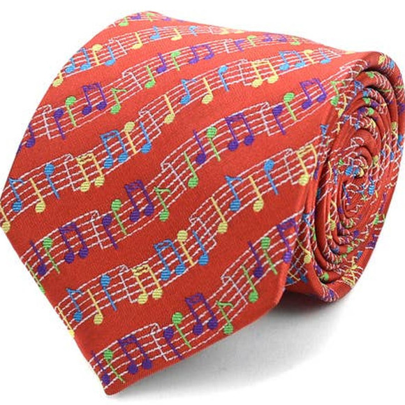 Music Note Tie Red - Picture 1 of 1